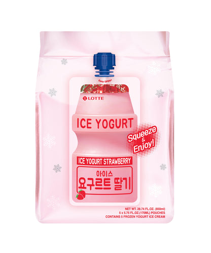 Ice Yogurt Strawberry - Lotte Ice Pouch (5EA) 🍓🍨